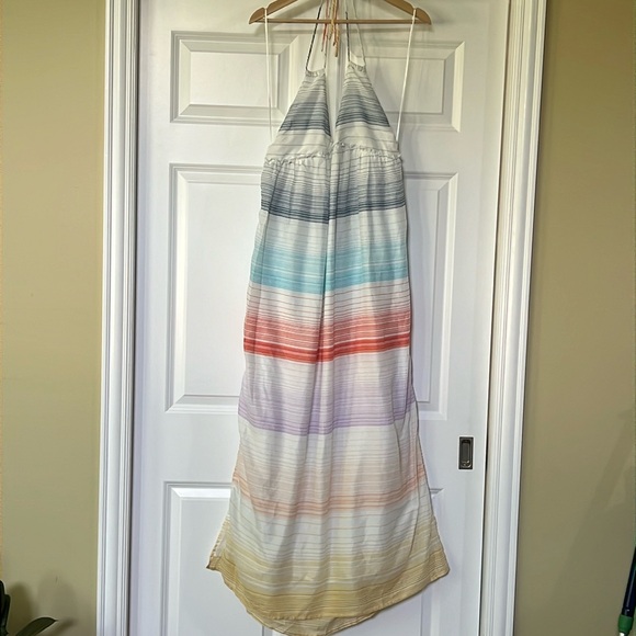 ONEILL Maxi Dress White w/Multi Color Stripes sz L - Picture 1 of 5
